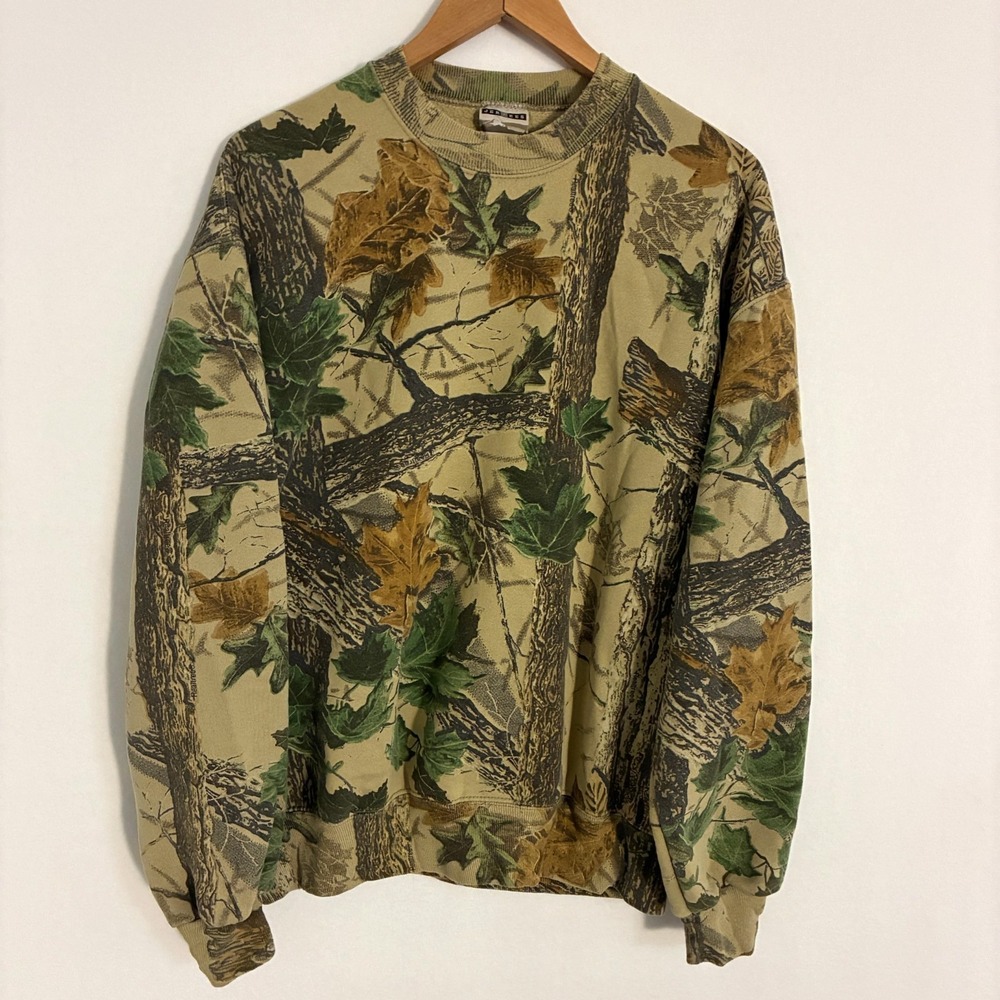 Vtg Jerzees Outdoor Realtree Camo USA Made Sweatshirt Mens L Gorpcore Hunting